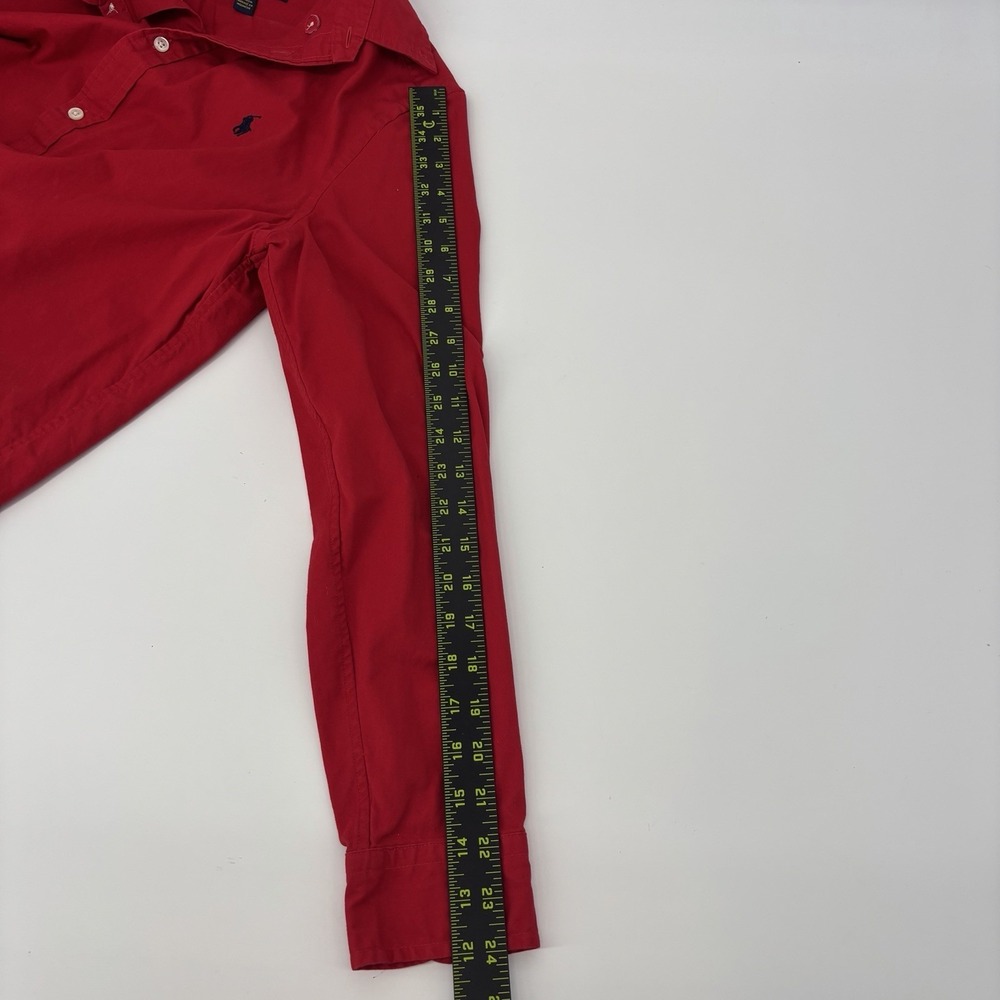 Ralph Lauren Red Button Up Dress Shirt Boys XL 18-20 Long Sleeve Pony Logo - Picture 8 of 8